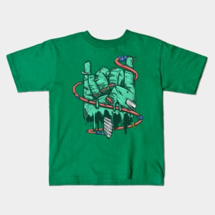 green zombie metal horns Kids T-Shirt